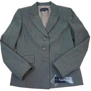Evan-Picone ~Woman Size 4Petite~ Gray Striped Blazer Suit Jacket Fully Lined NWT